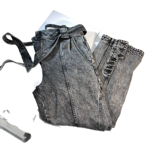 NWOT Ulla Johnson Carmen Acid Washed Blk Button Ankle Straight Fit Jeans Size 6 - Picture 2 of 15